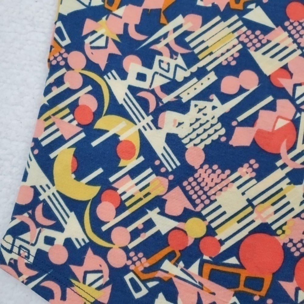 Lularoe Randy XS Raglan‎ Mod Retro Pattern Gray Blu - Picture 2 of 6